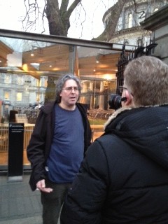 Click on image to see full-sized version Interview of Andrew St. Ledger of Wood Land League outside Dail prior to motion on sale of Coillte assets