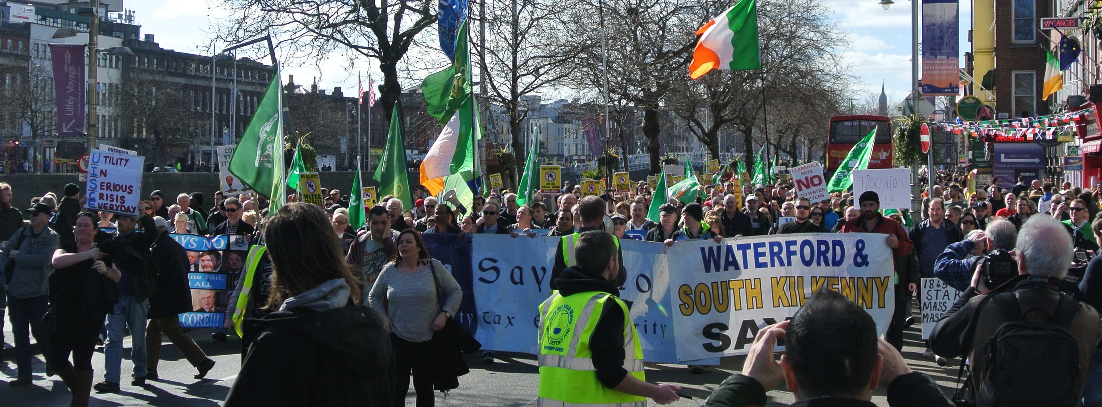 Greek flags flying with the Irish flags in a show of solidarity Greek flags flying with the Irish flags in a show of solidarity