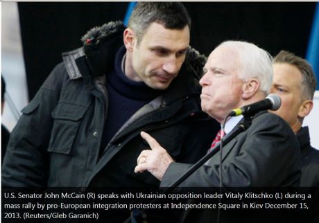 Click on image to see full-sized version Former US presidental candidate John McCain in Kiev with US and EU backed opposition in Dec 2013.