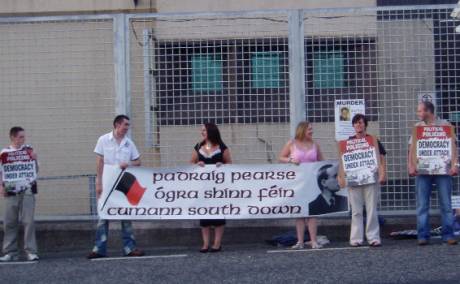 Click on image to see full-sized version South Down ÓSF protest Warrenpoint RUC/PSNI Barracks!