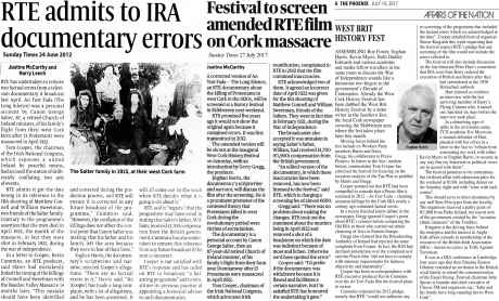 Click on image to see full-sized version News coverage of flaws in An Tost Fada documentary and re-edit for West Cork History Festival - click for bigger image