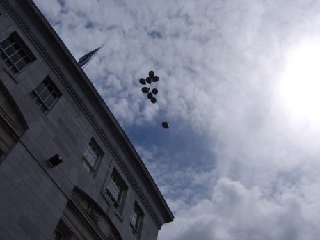 Balloons float over Brown Thomas