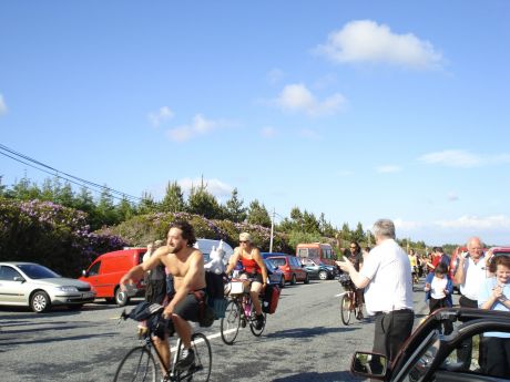 arrival of bikes at Glengad. End of the tour for many