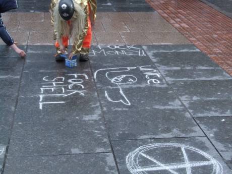 More May Day messages on the Daunt Sq. pavement