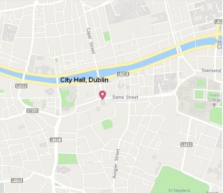 Click on image to see full-sized version map to Dublin City Hall for Protest on Monday May 9th at 5pm