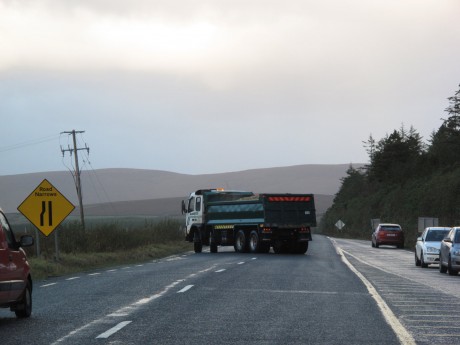 Trucks turning away